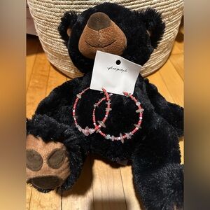 NWT free people red stone hoop earrings